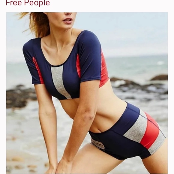 Free People Movement Colorblock 2Pc Set Red/Navy Combo - Picture 15 of 15